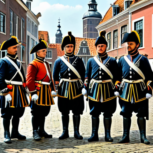 Home 20 A professional historical illustration of a bustling 16th-century Dutch city square, with meticulously detailed architecture reflecting both local and Spanish influences. In the foreground, a group of Spanish soldiers in perfectly maintained, modest historical armor and professional uniforms stand with disciplined posture, representing centralized authority. Scattered among them, fully clothed Dutch citizens in appropriate period attire engage in everyday activities, their expressions conveying a subtle undercurrent of quiet tension and economic burden. The scene emphasizes the cultural clash and the seeds of discontent. This image is safe for work, appropriate content, family-friendly, fully clothed, with perfect anatomy, correct proportions, natural pose, well-formed hands, proper finger count, and natural body proportions.