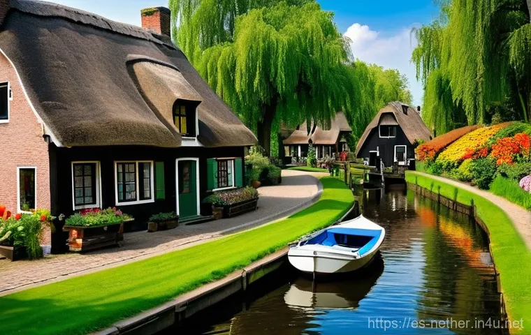 유럽 여행 중 네덜란드에서 꼭 가야 할 곳 - **Kinderdijk: Cycling Among Historic Windmills**
    A serene and picturesque landscape of Kinderdij...