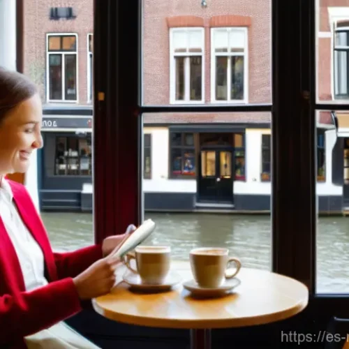 Home 28 네덜란드에서 인기 있는 웰빙 스팟 - **"Gezelligheid" Cafe Scene:**
A warm and inviting indoor scene set in a quaint Dutch cafe, embo...
